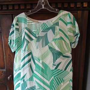 OLIVACEOUS Green White Fern Dress Size M
